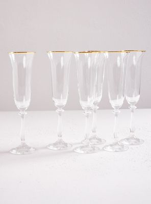 Set de 6 Copas Cristal Angela Champaña Oro 190 ml