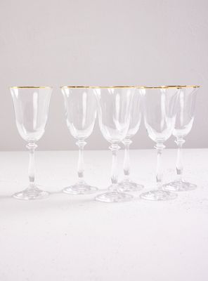 Set de 6 Copas Cristal Angela Blanco Oro 250 ml