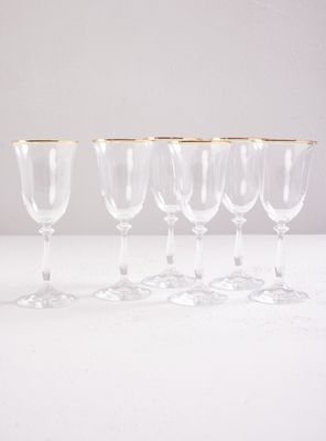 Set de 6 Copas Cristal Angela Tinto Oro 350 ml