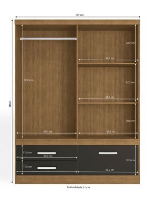 Imagen 2 del producto Clóset S582 2 Puertas Correderas 3 Cajones