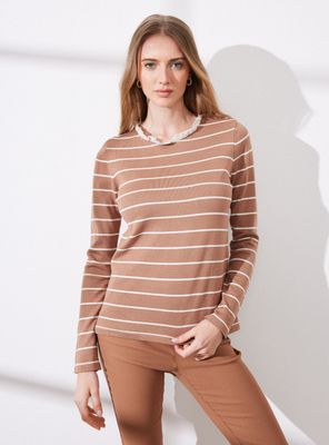 Imagen 1 del producto Sweater Tejida con Líneas y Vuelo en Cuello