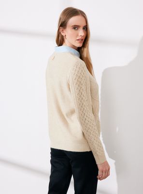 Imagen 2 del producto Sweater Trenzado con Cuello Camisero Sobrepuesto