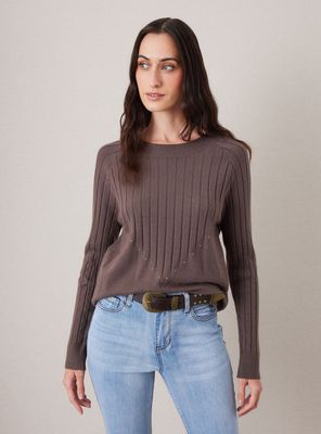 Sweater Corte en V con Aplicación de Tachas