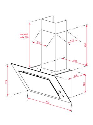 Imagen 2 del producto Campana Decorativa Pared 70 cm DVT Pro 78660 Negro
