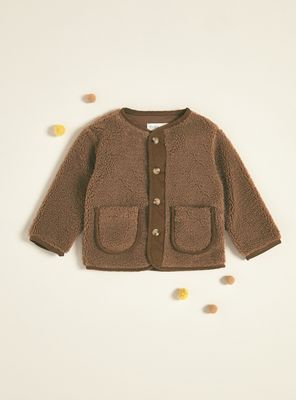 Chaqueta de Sherpa con Botones Delanteros