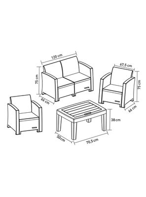 Imagen 2 del producto Juego de Living Menorca Ratán 2C + 2 Sillones