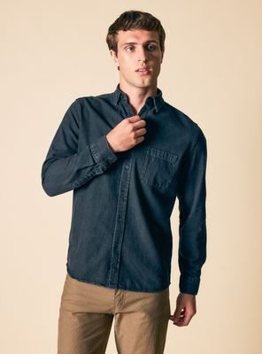 Camisa Manga Larga Denim Gris