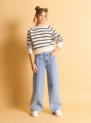 Jeans Wide Leg con Estrellas Atrás