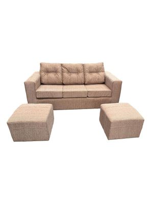 Sofá Nize 3 Cuerpos Tela + 2 Poufs