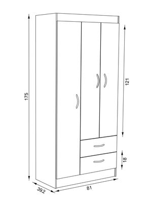 Imagen 2 del producto Clóset 3 Puertas 2 Cajones Bicolor