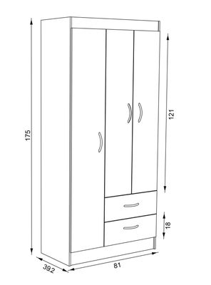 Imagen 2 del producto Clóset 3 Puertas 2 Cajones Cerezo