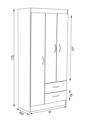 Imagen 2 del producto Clóset 3 Puertas 2 Cajones Chocolate