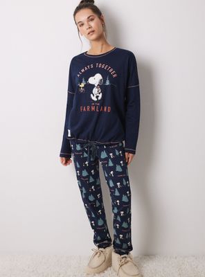 Pijama Largo Algodón Azul Snoopy