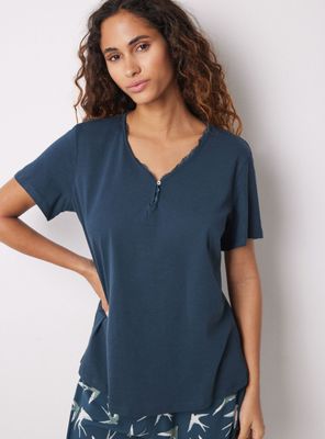 Polera Manga Corta Botón  Algodón Verde