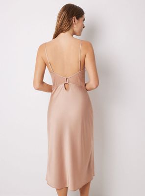 Imagen 2 del producto Camisón Midi Satén y Encaje Nude