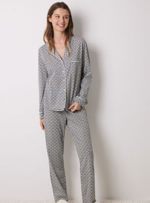 Pijama Camisero Algodón Flores