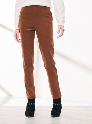 Pantalón Tipo Calza con Cierre en Costado y Tela Agamuzada