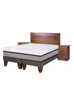 Cama Europea Balance 2 Plazas Base Dividida + Set Muebles Milán