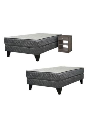 Pack 2 Camas Europeas Apolo Black 1 Plaza + Velador Granada Grey