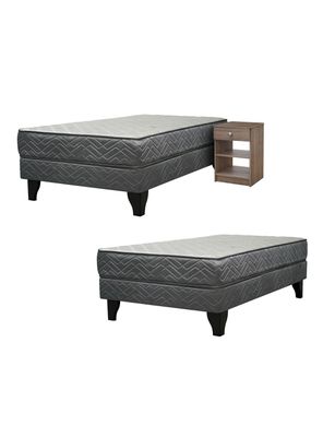 Pack 2 Camas Europeas Apolo Black 1 Plaza + Velador