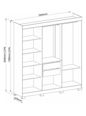Imagen 2 del producto Clóset Opus 6 Puertas 2 Cajones Blanco