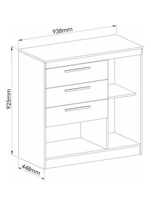 Imagen 2 del producto Cómoda Lille 3 Cajones 2 Puertas