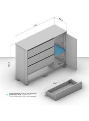 Imagen 2 del producto Cómoda Coimbra 4 Cajones 1 Puerta