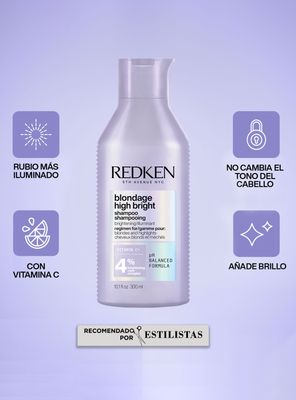 Imagen 2 del producto Shampoo Iluminador Cabello Rubio Blondage High Bright 300ml Redken