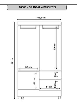 Imagen 2 del producto Clóset Ideal 4 Puertas 2 Cajones Canela