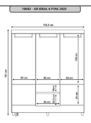 Imagen 2 del producto Clóset Ideal 6 Puertas 2 Cajones Canela
