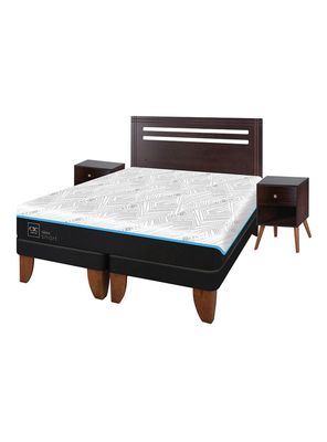 Cama Europea Green Infinity 2 Plazas Base Dividida + Set Muebles Munich