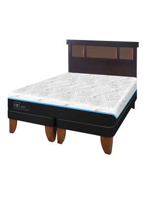 Cama Europea Green Infinity 2 Plazas Base Dividida + Respaldo Dublin Chocolate