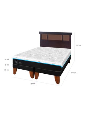 Imagen 2 del producto Cama Europea Green Infinity 2 Plazas Base Dividida + Respaldo Dublin Chocolate