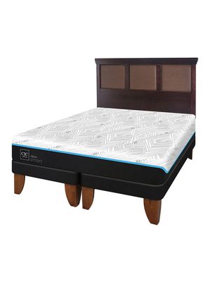 Cama Europea Green Infinity 2 Plazas Base Dividida + Respaldo Torino Chocolate