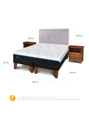 Imagen 2 del producto Cama Europea Green Infinity 2 Plazas Base Dividida + Set Muebles Ganges