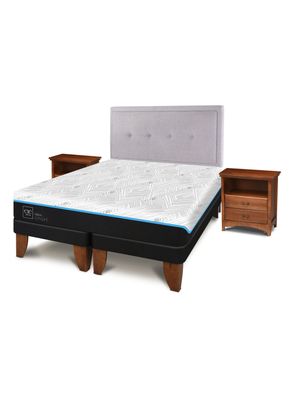 Cama Europea Green Infinity 2 Plazas Base Dividida + Set Muebles Ganges