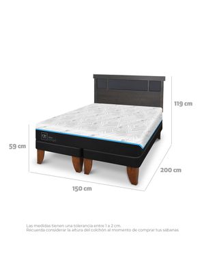 Imagen 2 del producto Cama Europea Green Infinity 2 Plazas Base Dividida + Respaldo Dublin Gris