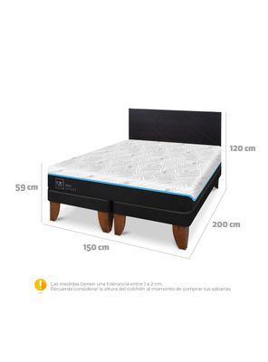 Imagen 2 del producto Cama Europea Green Infinity 2 Plazas Base Dividida + Respaldo Villarrica Negro