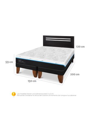 Imagen 2 del producto Cama Europea Green Infinity 2 Plazas Base Dividida + Respaldo Munich Negro