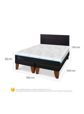Imagen 2 del producto Cama Europea Green Infinity King + Respaldo Villarrica Negro