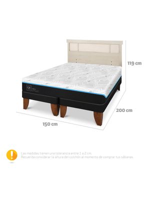 Imagen 2 del producto Cama Europea Green Infinity 2 Plazas Base Dividida + Respaldo Dublin Alpino