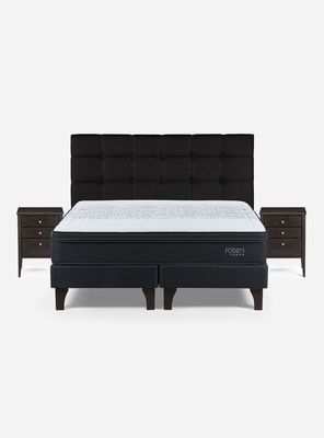 Imagen 2 del producto Set Cama Europea Tempo King Base Dividida + Respaldo + 2 Veladores Issey