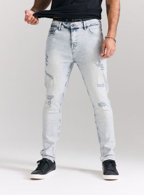 Jeans Full Roturas Parche Remallado Skinny Fit