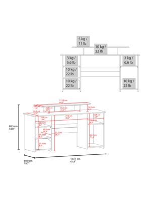 Imagen 2 del producto Escritorio Gamer Keria Wengue Canto Rojo