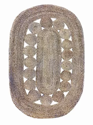 Alfombra Yute Pastel Floral Natural 90 x 150 cm