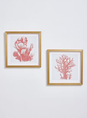 Set Dos Cuadros Coral 33 x 33 cm