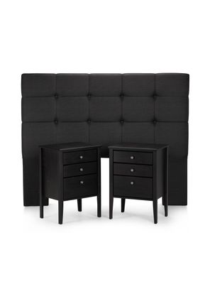 Imagen 2 del producto Set Muebles Dormitorio Issey: Respaldo 2 Plazas + Veladores Gráfito