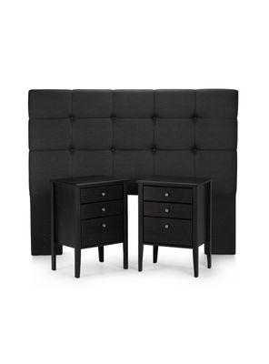 Imagen 2 del producto Set Muebles Dormitorio Issey: Respaldo King + Veladores Gráfito