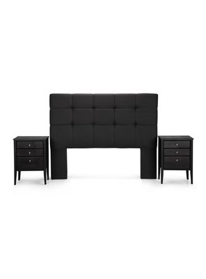 Set Muebles Dormitorio Issey: Respaldo King + Veladores Gráfito