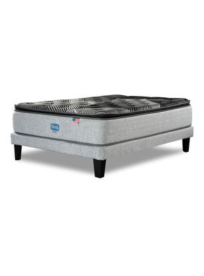 Cama Europea Sunset 1.5 Plazas + Respaldo Tignes Plata